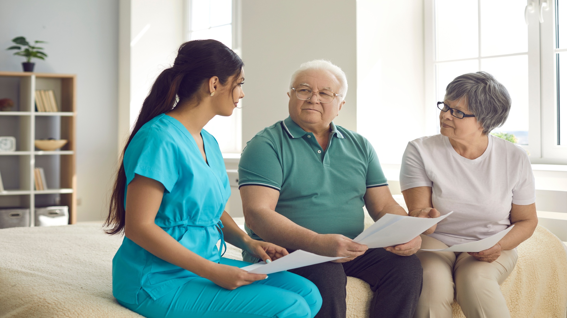 Nurse with elderly patients